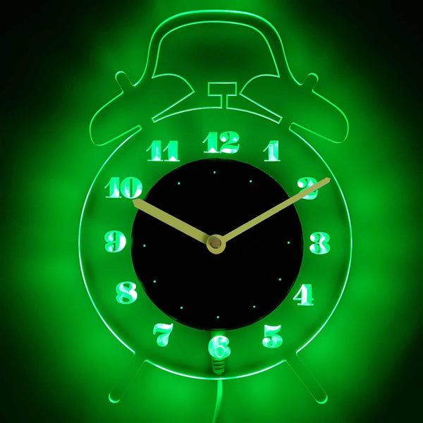 ADVPRO Alarm Clock Shape Illuminated Edge Lit Bar Beer Neon Sign Wall Clock with LED Night Light cnc2055 - Green