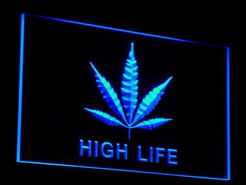ADVPRO Marijuana Hemp Leaf High Life Bar Beer LED Neon Sign st4-e006 - Blue