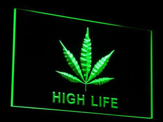 ADVPRO Marijuana Hemp Leaf High Life Bar Beer LED Neon Sign st4-e006 - Green