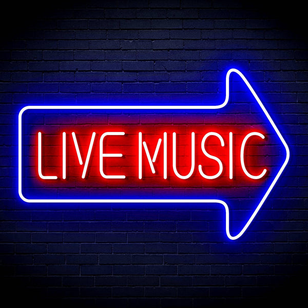 ADVPRO Live music with arrow Ultra-Bright LED Neon Sign fn-i4031 - Blue & Red