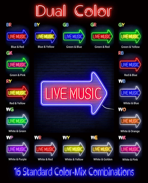 ADVPRO Live music with arrow Ultra-Bright LED Neon Sign fn-i4031 - Dual-Color