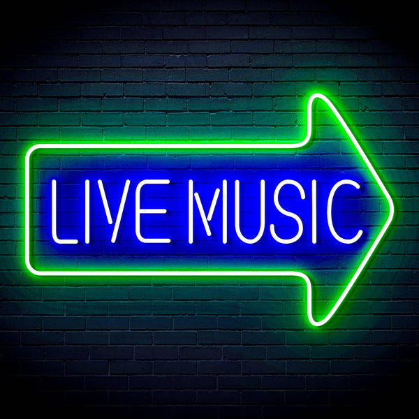ADVPRO Live music with arrow Ultra-Bright LED Neon Sign fn-i4031 - Green & Blue