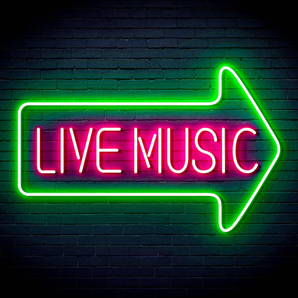 ADVPRO Live music with arrow Ultra-Bright LED Neon Sign fn-i4031 - Green & Pink