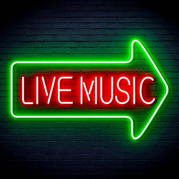 ADVPRO Live music with arrow Ultra-Bright LED Neon Sign fn-i4031 - Green & Red