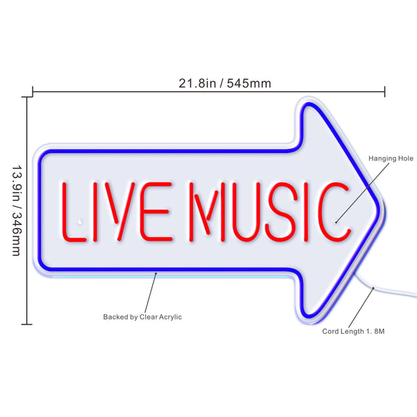 ADVPRO Live music with arrow Ultra-Bright LED Neon Sign fn-i4031 - Size