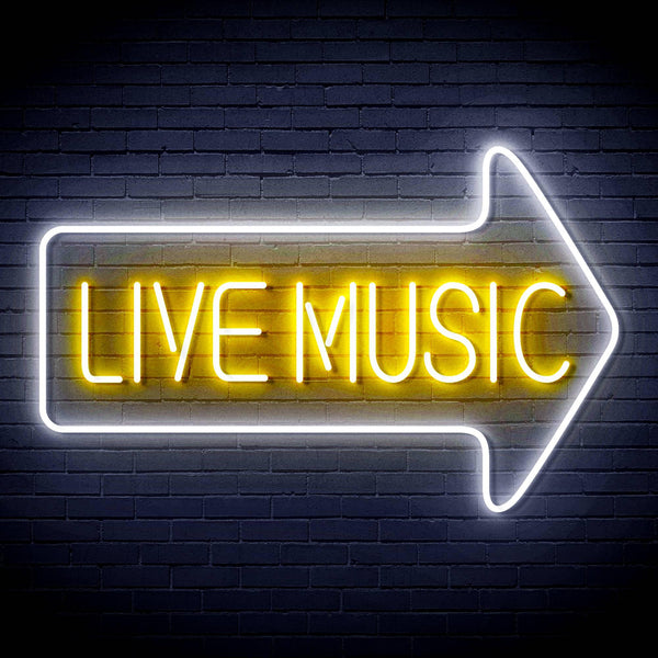 ADVPRO Live music with arrow Ultra-Bright LED Neon Sign fn-i4031 - White & Golden Yellow