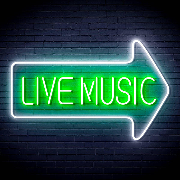 ADVPRO Live music with arrow Ultra-Bright LED Neon Sign fn-i4031 - White & Green