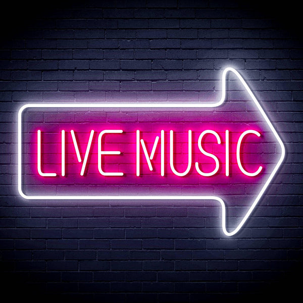 ADVPRO Live music with arrow Ultra-Bright LED Neon Sign fn-i4031 - White & Pink