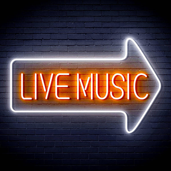 ADVPRO Live music with arrow Ultra-Bright LED Neon Sign fn-i4031 - White & Orange