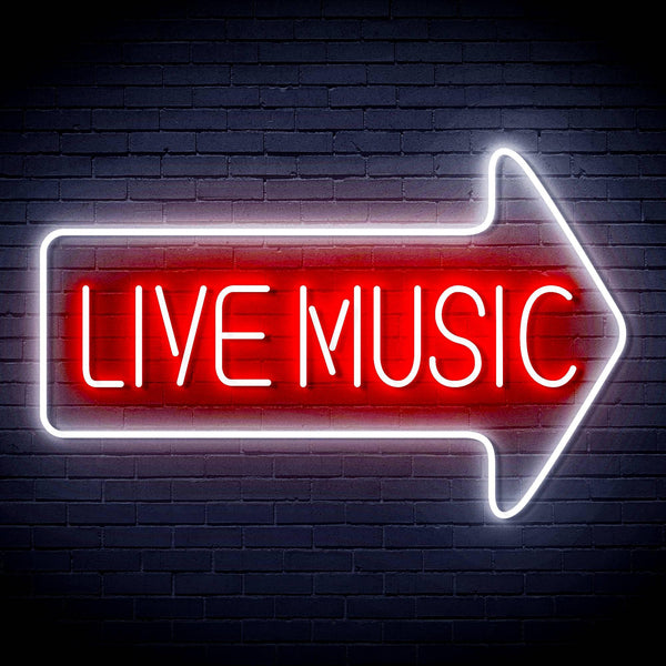 ADVPRO Live music with arrow Ultra-Bright LED Neon Sign fn-i4031 - White & Red