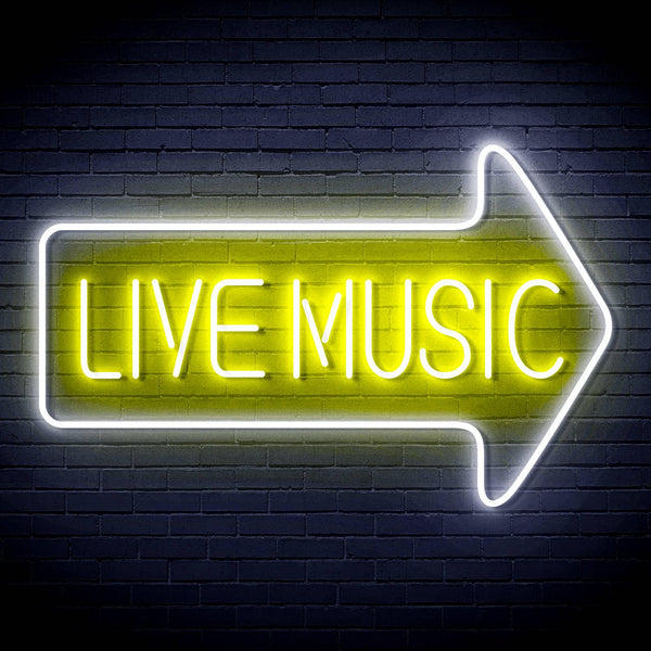 ADVPRO Live music with arrow Ultra-Bright LED Neon Sign fn-i4031 - White & Yellow