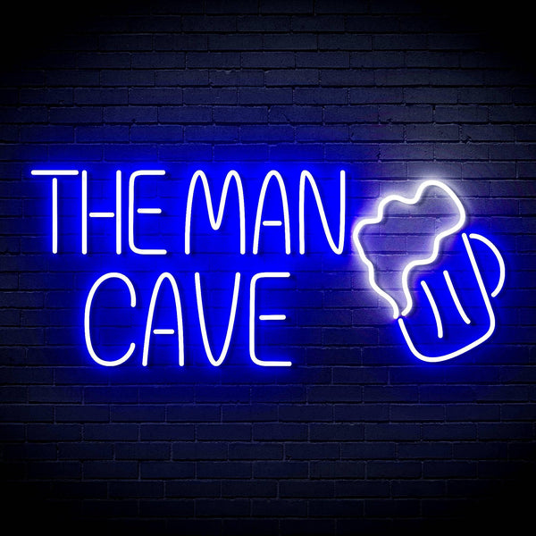 ADVPRO The Man Cave with Beer Mug Ultra-Bright LED Neon Sign fn-i4032 - White & Blue