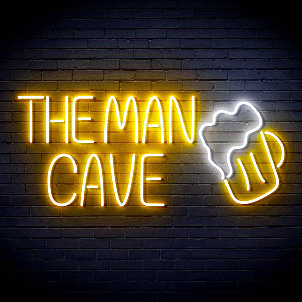 ADVPRO The Man Cave with Beer Mug Ultra-Bright LED Neon Sign fn-i4032 - White & Golden Yellow