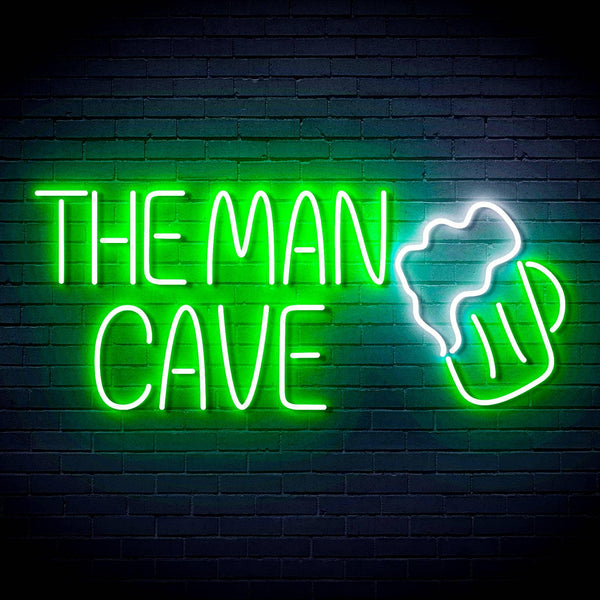 ADVPRO The Man Cave with Beer Mug Ultra-Bright LED Neon Sign fn-i4032 - White & Green