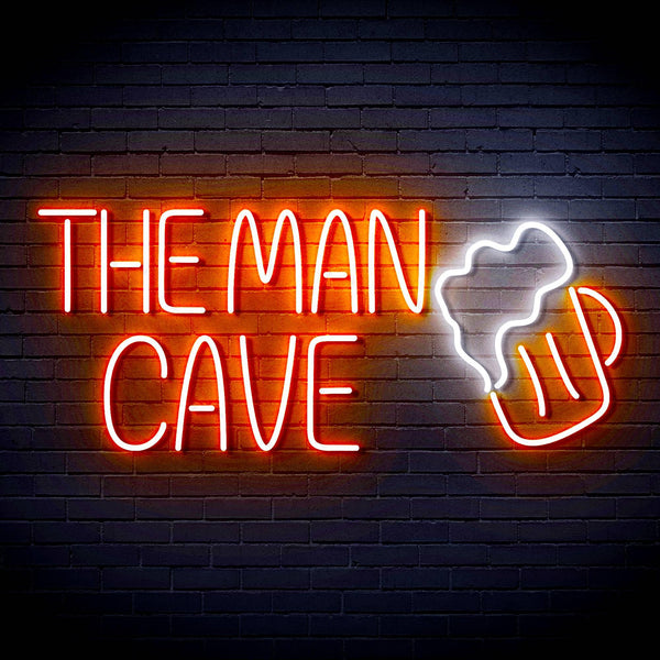 ADVPRO The Man Cave with Beer Mug Ultra-Bright LED Neon Sign fn-i4032 - White & Orange