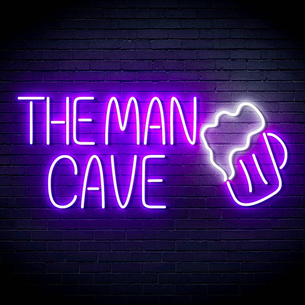 ADVPRO The Man Cave with Beer Mug Ultra-Bright LED Neon Sign fn-i4032 - White & Purple