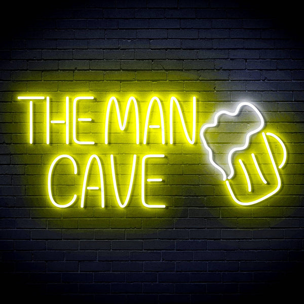 ADVPRO The Man Cave with Beer Mug Ultra-Bright LED Neon Sign fn-i4032 - White & Yellow