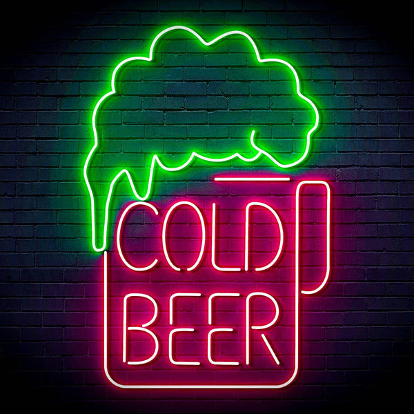 ADVPRO Cold Beer Ultra-Bright LED Neon Sign fn-i4039 - Green & Pink