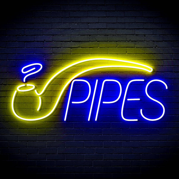 ADVPRO Cigarette Ciga Pipes Ultra-Bright LED Neon Sign fn-i4040 - Blue & Yellow