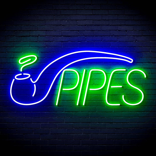 ADVPRO Cigarette Ciga Pipes Ultra-Bright LED Neon Sign fn-i4040 - Green & Blue