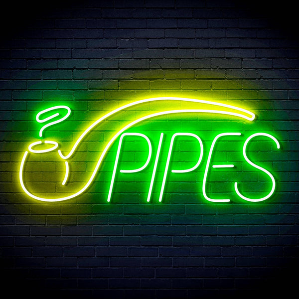 ADVPRO Cigarette Ciga Pipes Ultra-Bright LED Neon Sign fn-i4040 - Green & Yellow