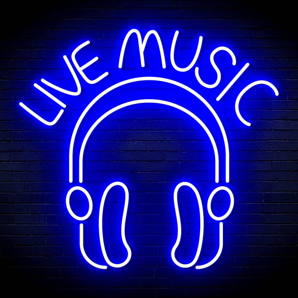 ADVPRO LIVE MUSIC with Earphone Ultra-Bright LED Neon Sign fn-i4041 - Blue