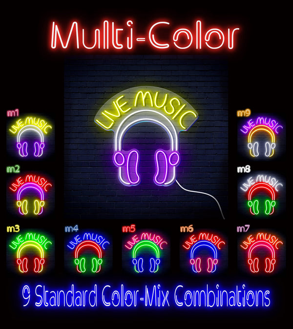 ADVPRO LIVE MUSIC with Earphone Ultra-Bright LED Neon Sign fn-i4041 - Multi-Color