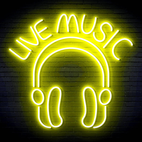 ADVPRO LIVE MUSIC with Earphone Ultra-Bright LED Neon Sign fn-i4041 - Yellow