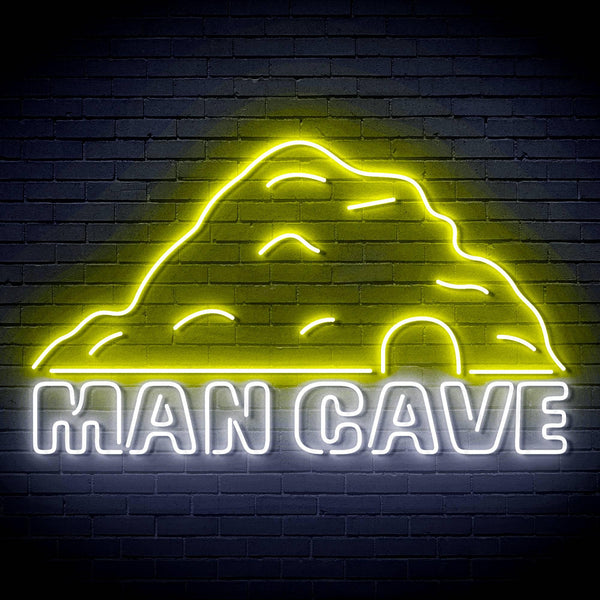 ADVPRO MANCAVE with a cave Ultra-Bright LED Neon Sign fn-i4042 - White & Yellow