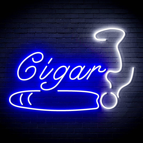 ADVPRO Cigarette Ciga Pipes Ultra-Bright LED Neon Sign fn-i4043 - White & Blue