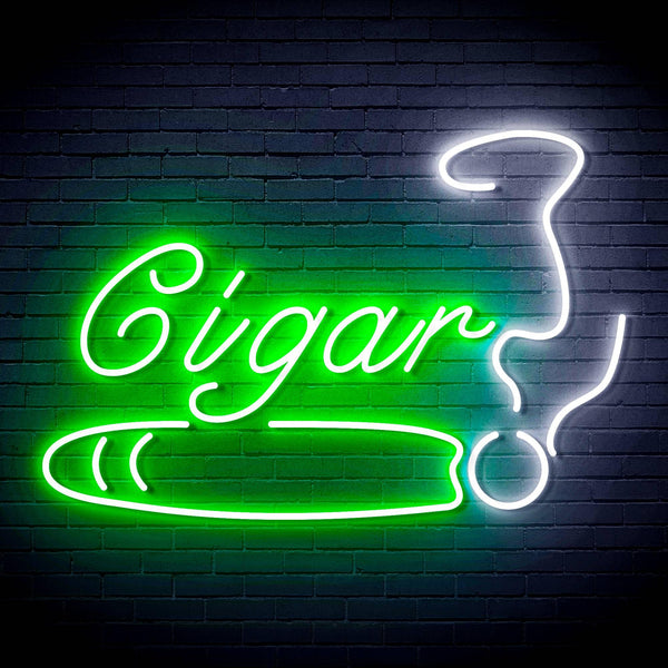 ADVPRO Cigarette Ciga Pipes Ultra-Bright LED Neon Sign fn-i4043 - White & Green
