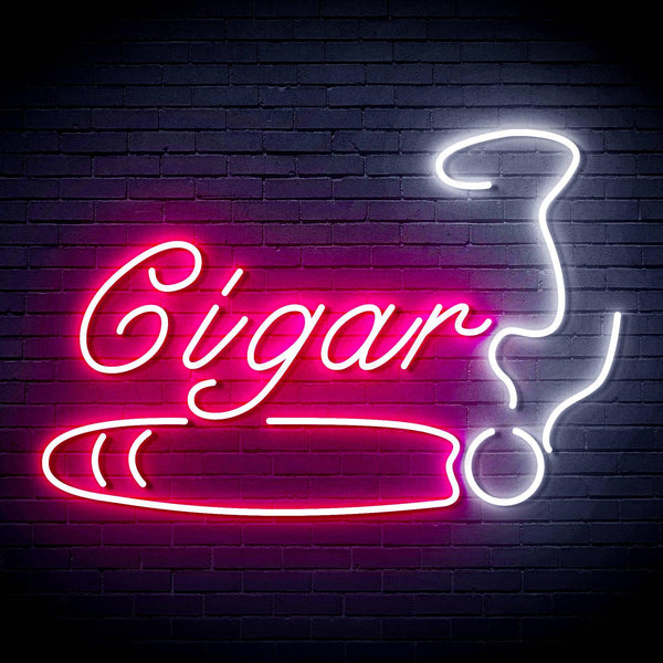 ADVPRO Cigarette Ciga Pipes Ultra-Bright LED Neon Sign fn-i4043 - White & Pink