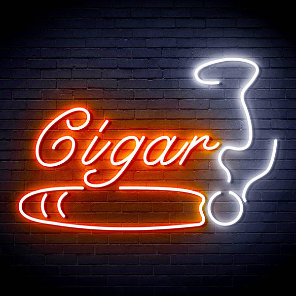 ADVPRO Cigarette Ciga Pipes Ultra-Bright LED Neon Sign fn-i4043 - White & Orange