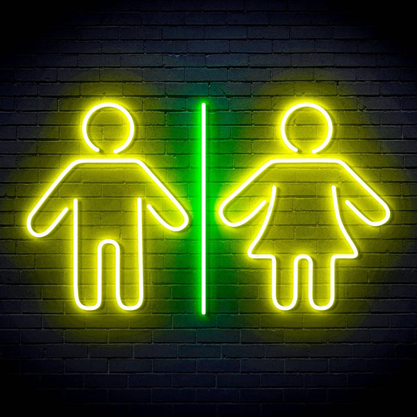 ADVPRO Male and Femal Restroom Toilet Washroom Ultra-Bright LED Neon Sign fn-i4046 - Green & Yellow