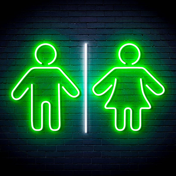 ADVPRO Male and Femal Restroom Toilet Washroom Ultra-Bright LED Neon Sign fn-i4046 - White & Green