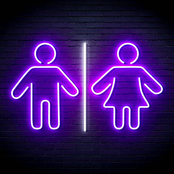 ADVPRO Male and Femal Restroom Toilet Washroom Ultra-Bright LED Neon Sign fn-i4046 - White & Purple