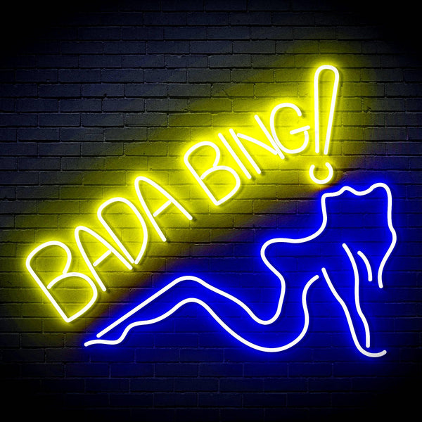ADVPRO Bada Bing! With Sexy Lady Ultra-Bright LED Neon Sign fn-i4049 - Blue & Yellow