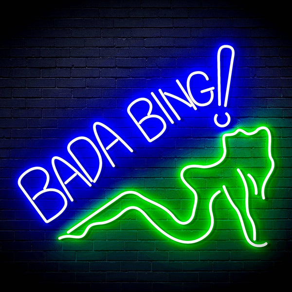 ADVPRO Bada Bing! With Sexy Lady Ultra-Bright LED Neon Sign fn-i4049 - Green & Blue