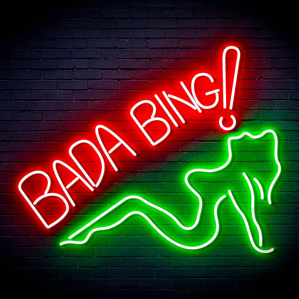 ADVPRO Bada Bing! With Sexy Lady Ultra-Bright LED Neon Sign fn-i4049 - Green & Red