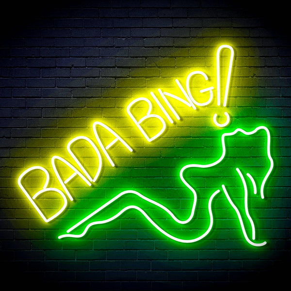 ADVPRO Bada Bing! With Sexy Lady Ultra-Bright LED Neon Sign fn-i4049 - Green & Yellow