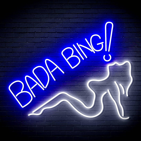 ADVPRO Bada Bing! With Sexy Lady Ultra-Bright LED Neon Sign fn-i4049 - White & Blue