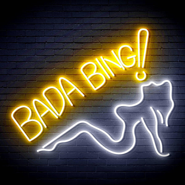 ADVPRO Bada Bing! With Sexy Lady Ultra-Bright LED Neon Sign fn-i4049 - White & Golden Yellow