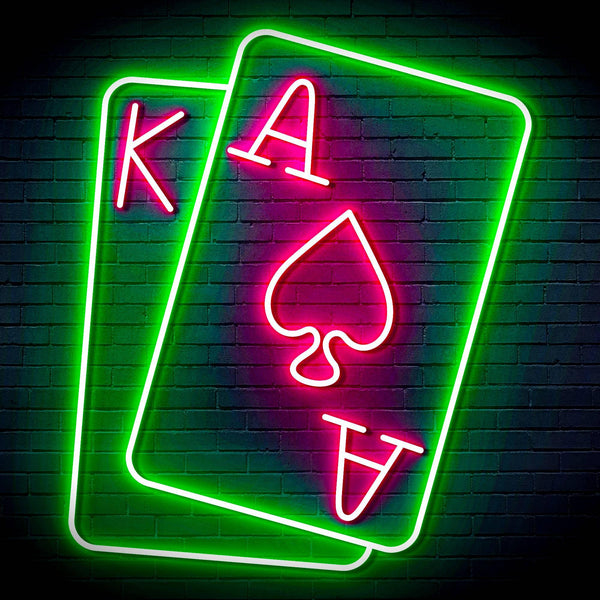 ADVPRO Cards (A & King) Ultra-Bright LED Neon Sign fn-i4058 - Green & Pink