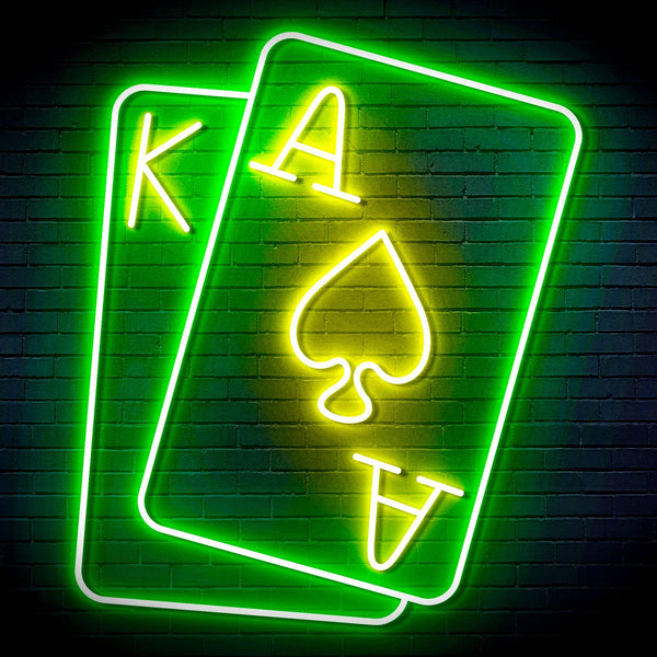 ADVPRO Cards (A & King) Ultra-Bright LED Neon Sign fn-i4058 - Green & Yellow