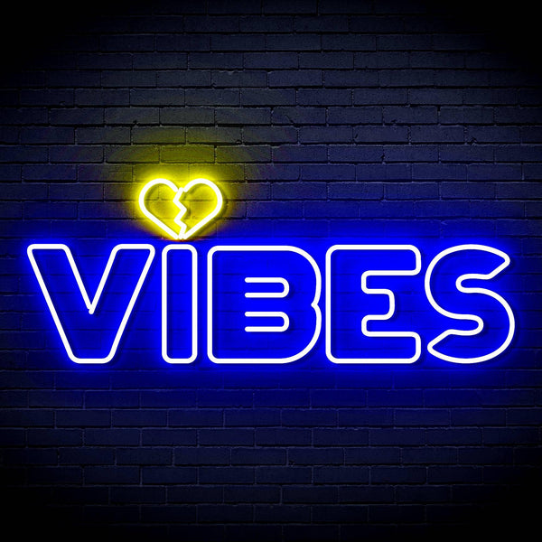 ADVPRO VIBES with Heart Ultra-Bright LED Neon Sign fn-i4059 - Blue & Yellow
