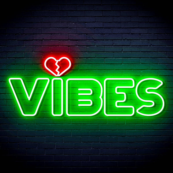 ADVPRO VIBES with Heart Ultra-Bright LED Neon Sign fn-i4059 - Green & Red