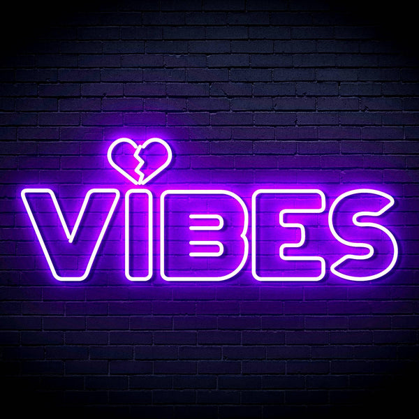 ADVPRO VIBES with Heart Ultra-Bright LED Neon Sign fn-i4059 - Purple