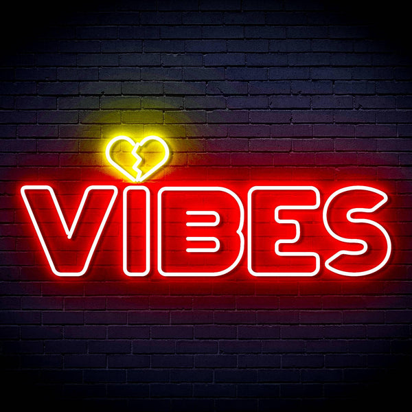ADVPRO VIBES with Heart Ultra-Bright LED Neon Sign fn-i4059 - Red & Yellow