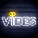 ADVPRO VIBES with Heart Ultra-Bright LED Neon Sign fn-i4059 - White & Golden Yellow
