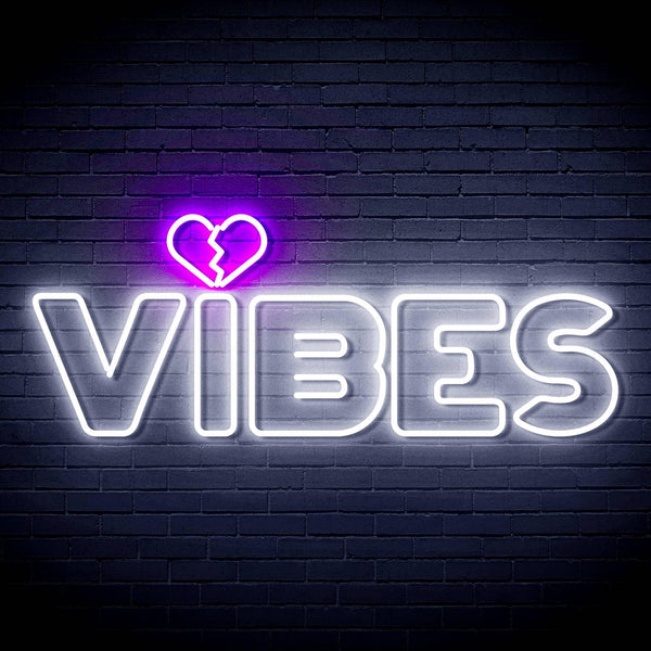 ADVPRO VIBES with Heart Ultra-Bright LED Neon Sign fn-i4059 - White & Purple